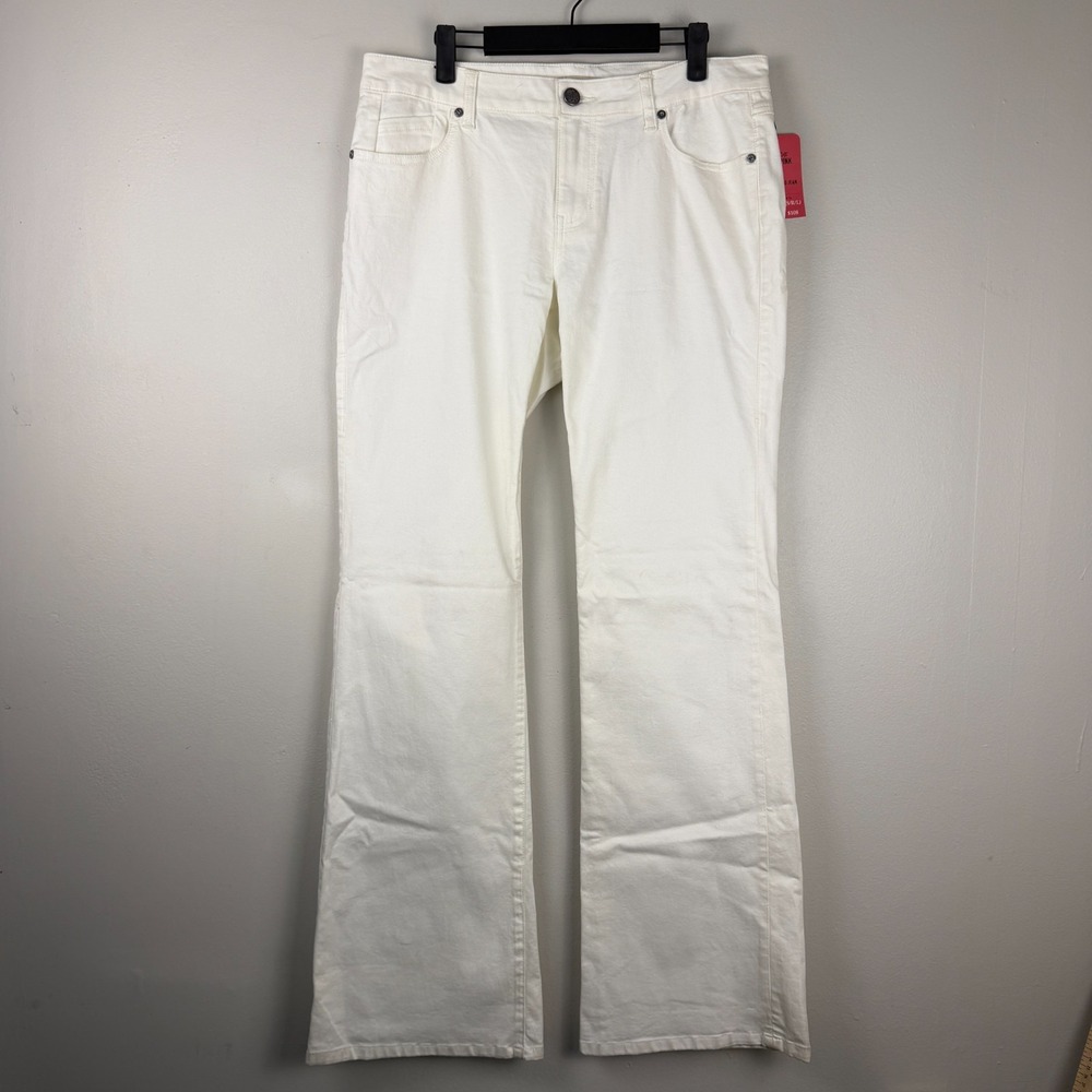Cabi Wide Leg Jeans Women's Size 10 (33x34) White Denim Cotton Stretch Mid-Rise